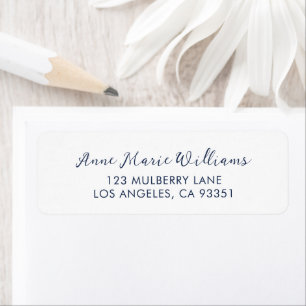 Modern Navy Blue Script Name Return Address