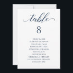 Modern Navy Blue Script Table Number Seating Chart<br><div class="desc">Modern and elegant design printed Navy Blue Calligraphy Script Table Number Seating Chart Cards that can be customized with your text and add each table number card to your cart, one by one. Please click the "Customize it" button and use our design tool to modify this template. Check out the...</div>