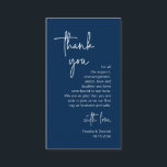 Modern Navy Blue Script, Wedding Thank you Enclosure Card<br><div class="desc">Say "thank you" to your wedding guests in style with these elegant and heartfelt cards. Each card features a beautiful design and a thoughtful message of gratitude to express your appreciation for your loved ones' presence on your special day. The front of the card features a stunning Navy blue "to...</div>