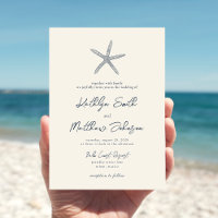 Modern Navy Blue Shell Beach Destination Wedding