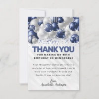 Modern Navy Blue Silver Balloon Glitter Birthday