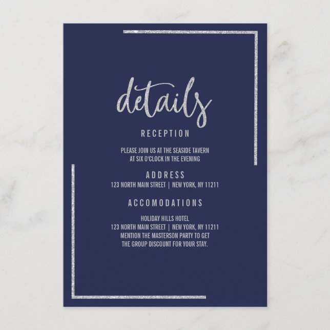 Modern navy blue silver glitter trendy enclosure c (Front)