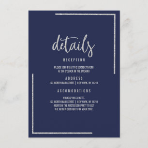 Modern navy blue silver glitter trendy enclosure c card