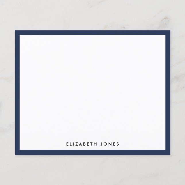 Modern Navy Blue Simple Border Budget Note Card (Front)
