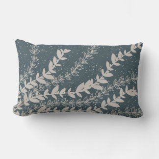 Modern Navy Blue Simple Leaves Botanical Lumbar Pillow