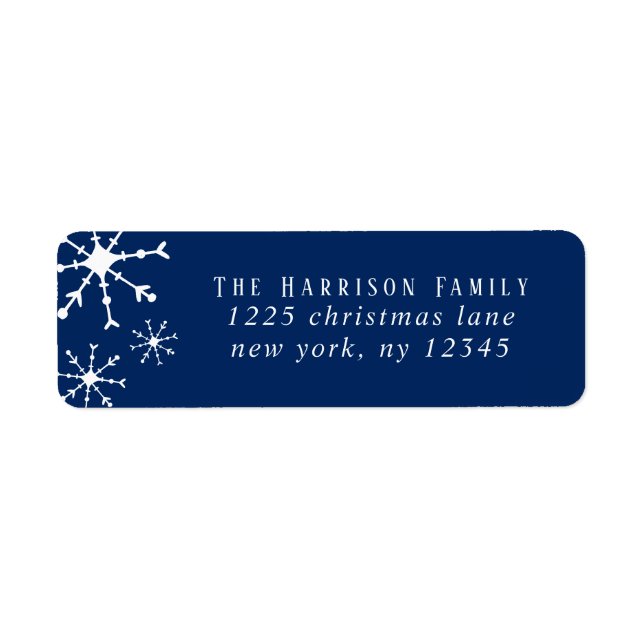 Modern Navy Blue Snowflakes Holiday Christmas (Front)