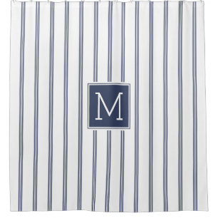 Modern Navy-Blue Stripes Pattern Monogram
