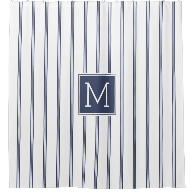 Modern Navy-Blue Stripes Pattern Monogram (Front)