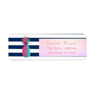 Modern Navy Blue Stripes ,Pineaple