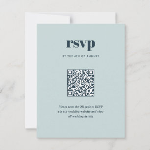 Modern Navy Blue Trendy Mix Match Wedding QR Code RSVP Card