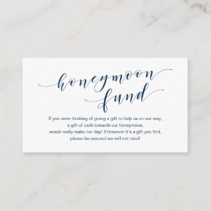 Modern Navy blue typeface, Wedding Honeymoon Fund Enclosure Card