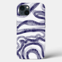 Modern Navy Blue Wavy iPhone Case