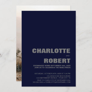Modern Navy Blue Wedding Reception Invitation