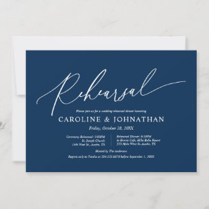 Modern Navy Blue, Wedding Rehearsal and Dinner Invitation