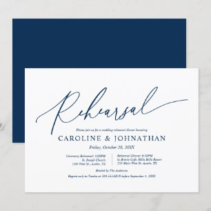 Modern Navy Blue, Wedding Rehearsal and Dinner Invitation