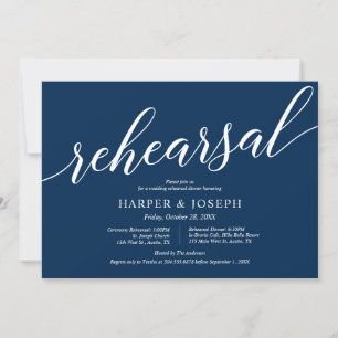 Modern Navy Blue, Wedding Rehearsal and Dinner Invitation