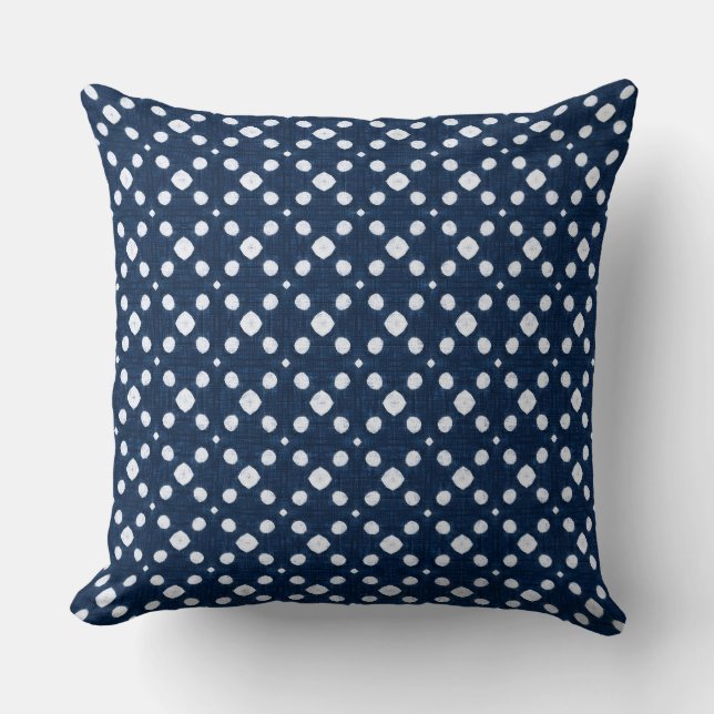 Modern Navy Blue & White Coastal Throw Pillow (Front)