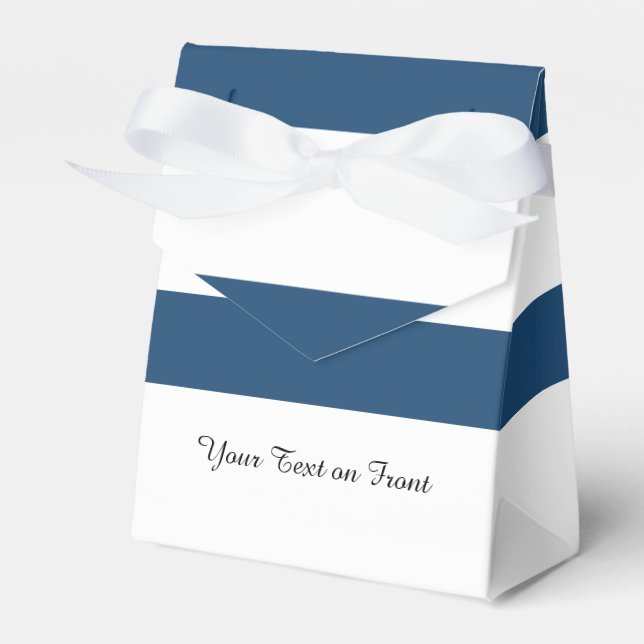 Modern Navy Blue White Stripes Pattern Favor Box (Front Side)