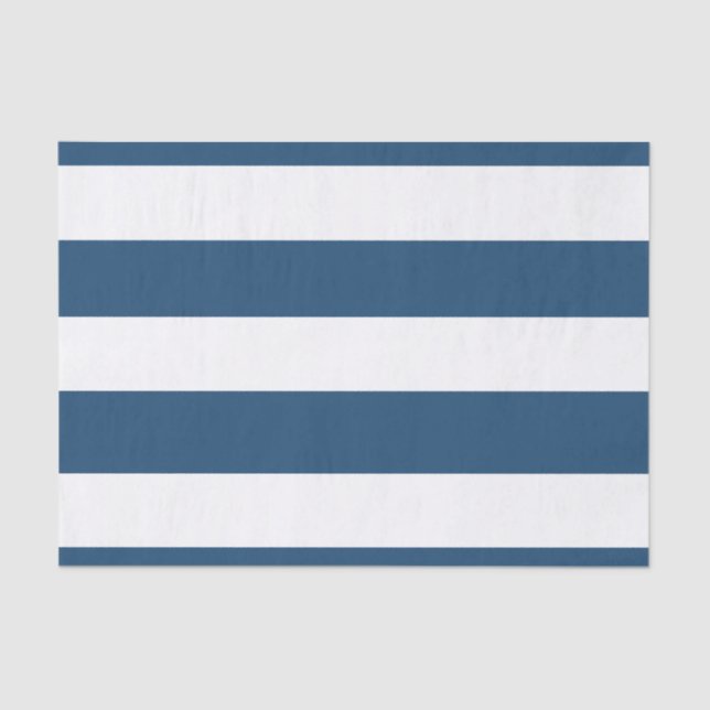 Modern Navy Blue White Stripes Pattern Tissue Paper (Front)