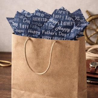 Modern Navy Blue White Typography Father’s Day Tissue Paper