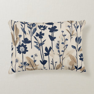 Modern Navy Blue Wildflower Accent Pillow
