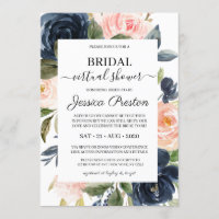 Modern Navy Blush Floral Virtual Bridal Shower