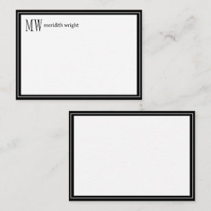 Modern Navy Border Monogram Card