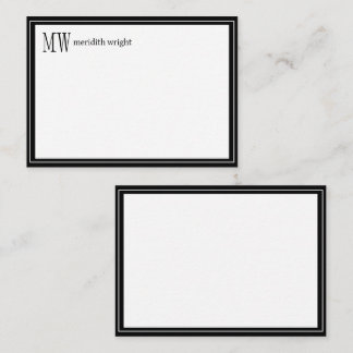 Modern Navy Border Monogram Card