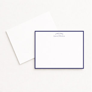 Modern Navy Border Personalized Note Card