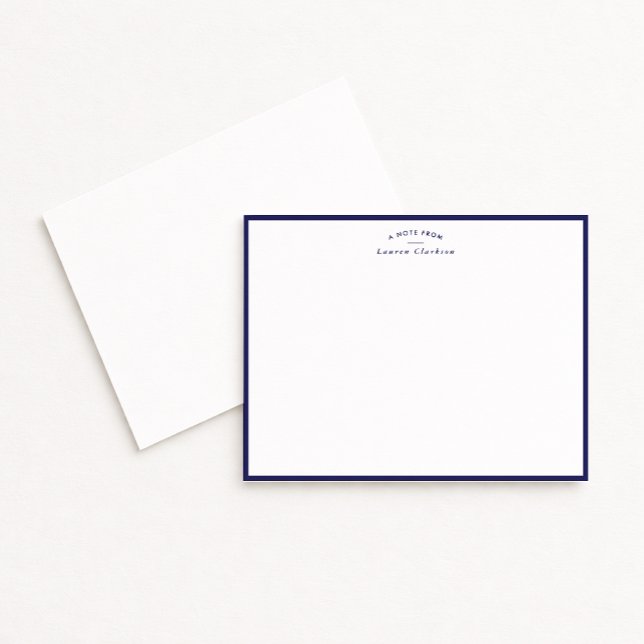Modern Navy Border Personalized Note Card (Creator Uploaded)