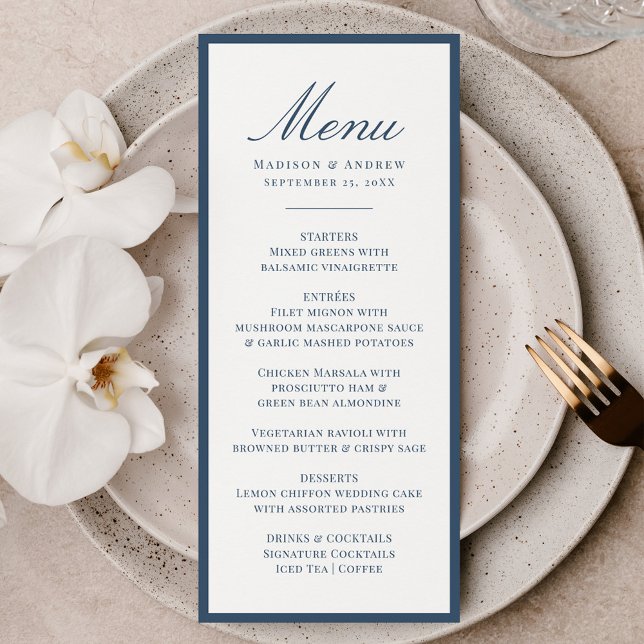 Modern Navy Border Wedding Menu (Creator Uploaded)