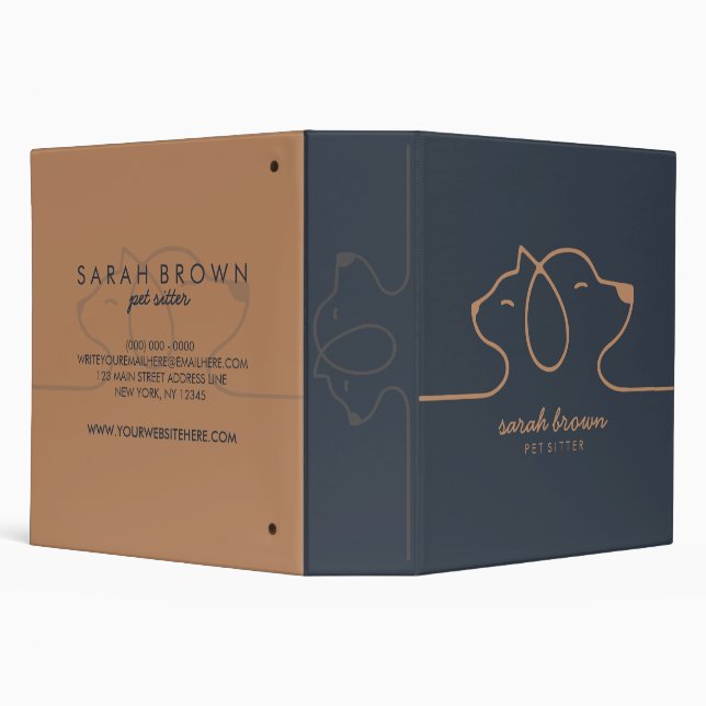 Modern Navy Brown Theme Pet Logo Binder (Background)