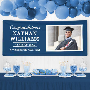 Modern Navy Class of 2024 Custom Graduation Photo Banner