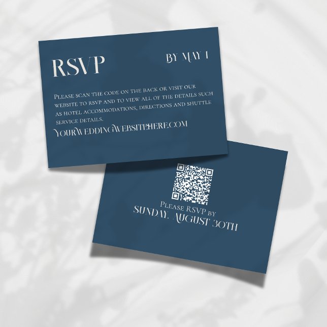 Modern Navy Classic Wedding RSVP with QR Code (Make it easy for your guests to RSVP for your big day with this Modern Navy Classic Wedding RSVP!)