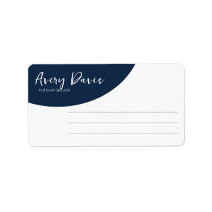 Modern Navy Elegant Minimalist Design Real Estate Label