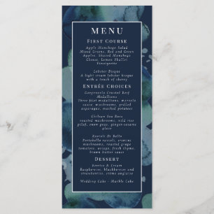 Modern Navy Emerald Abstract Watercolor Menu