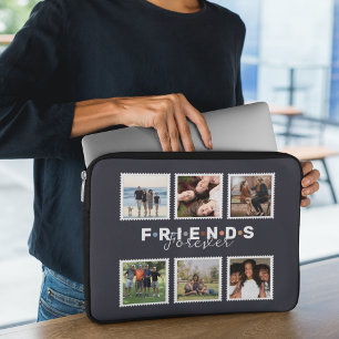 Modern Navy Friends Forever Postage Stamp Photo  Laptop Sleeve