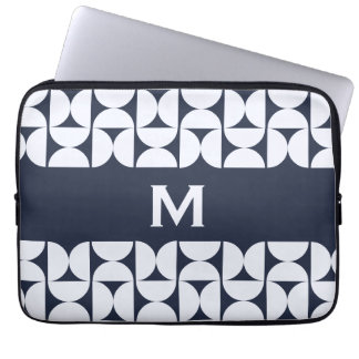 Modern Navy Geometric Laptop Sleeve 15 inch