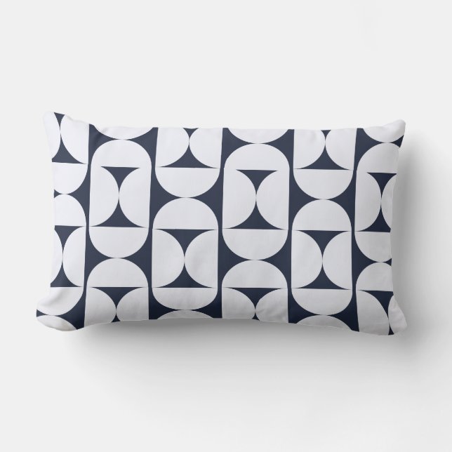  Modern Navy Geometric Lumbar Pillow (Front)