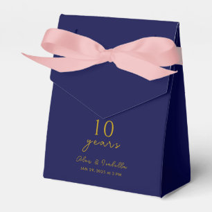 Modern Navy & Gold 10th Wedding Anniversary Party Favor Box