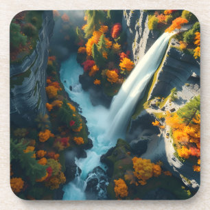 Modern Navy & Gold Abstract Mountain Peak – Luxury Coaster