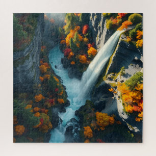 Modern Navy & Gold Abstract Mountain Peak – Luxury Jigsaw Puzzle