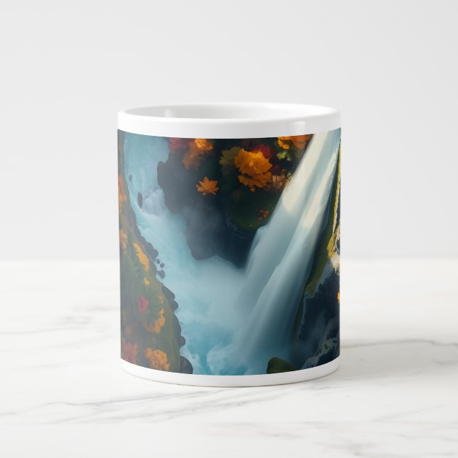 Modern Navy & Gold Abstract Mountain Peak – Luxury Large Coffee Mug (Front)