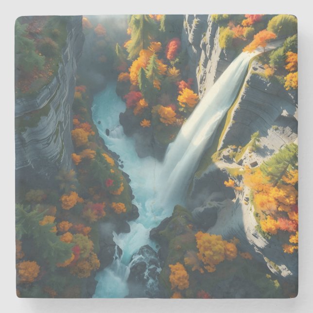 Modern Navy & Gold Abstract Mountain Peak – Luxury Stone Coaster (Front)