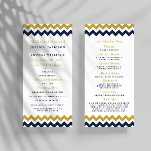 Modern Navy & Gold Chevron Wedding Program