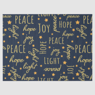 Modern Navy & Gold Christmas Script Decoupage Tissue Paper