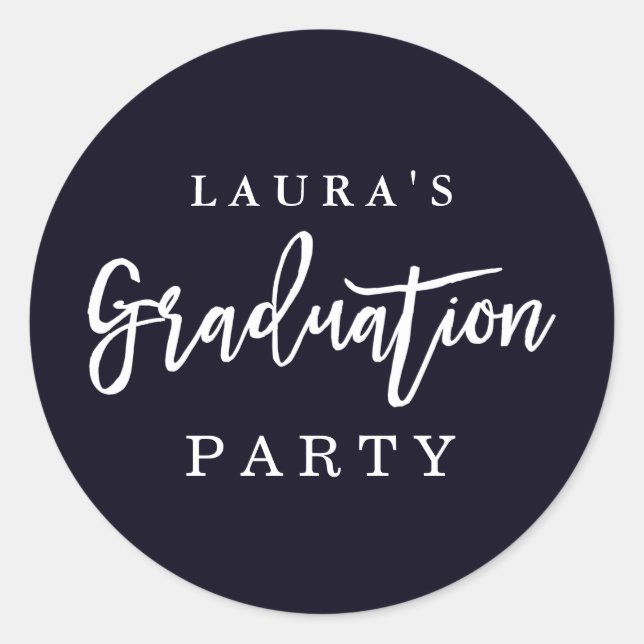 Modern Navy Graduation Party Sticker (Front)