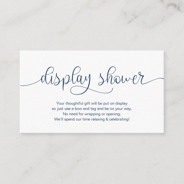 Modern Navy Hand Lettered design, Display Shower Enclosure Card (Front)