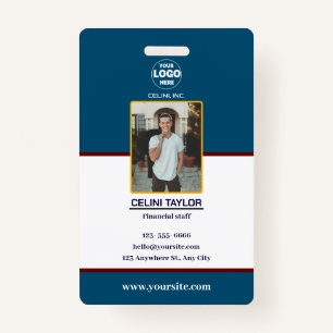 Modern Navy ID Card with Photo & Logo Badge