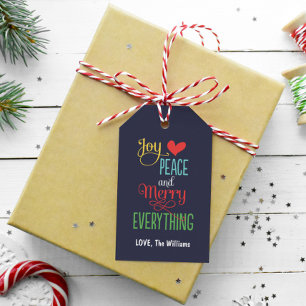 Modern Navy Merry Everything Colorful Holiday Gift Tags
